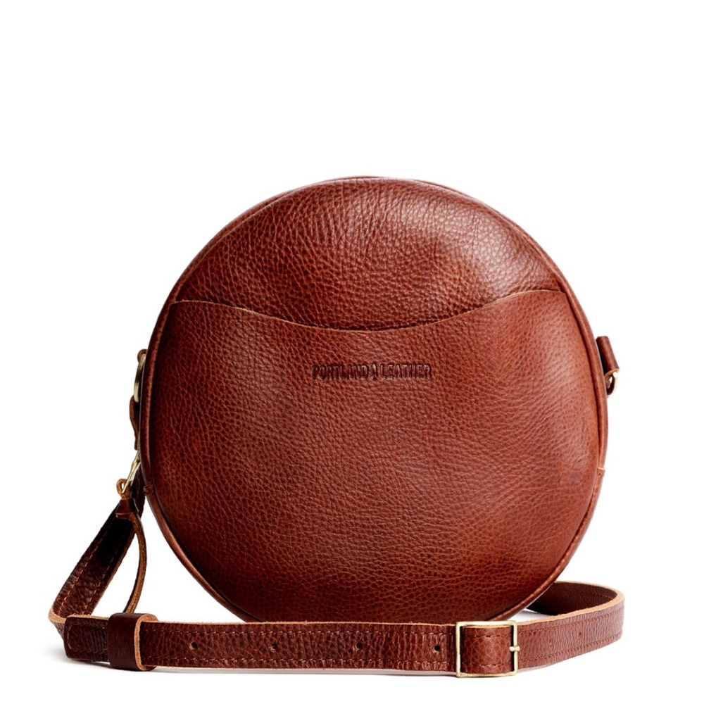 Portland Leather Round Crossbody Bag in Rich Brown